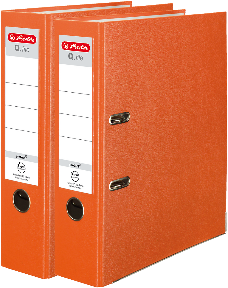 2x Segregator A4 Herlitz Q.file, 80mm, pomarańczowy