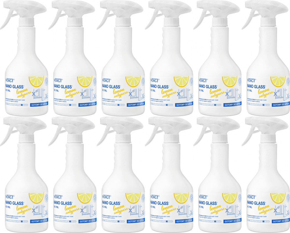 12x Płyn do mycia szyb Voigt Nano Glass VC176, lemon, 600ml