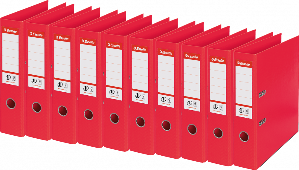 10x Segregator A4 Esselte Vivida No.1 Power, 75mm, do 500 kartek czerwony