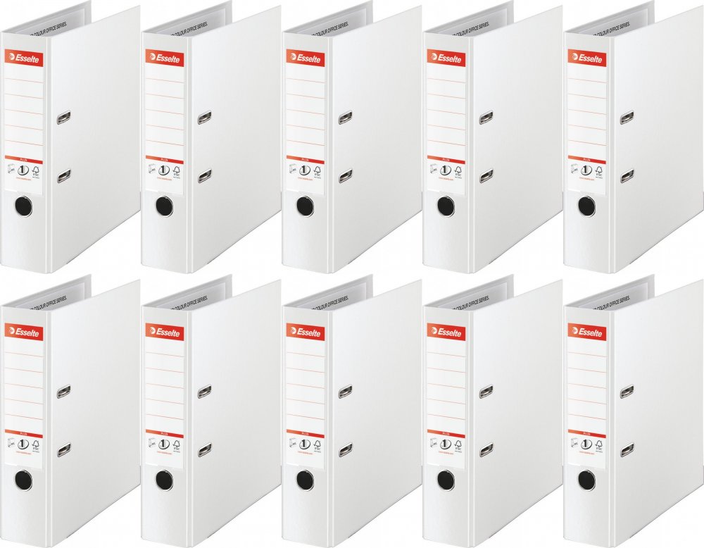 10x Segregator A4 Esselte No.1 Vivida Plus, 80mm, do 600 kartek, biały