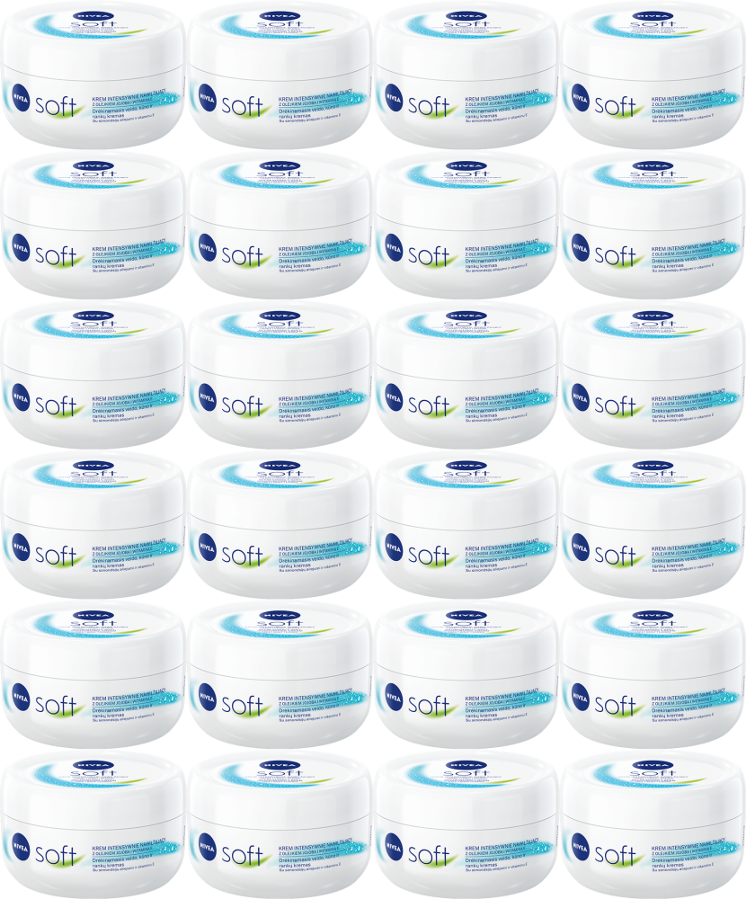 24x Krem do ciała i rąk Nivea Soft, nawilżający, 200ml