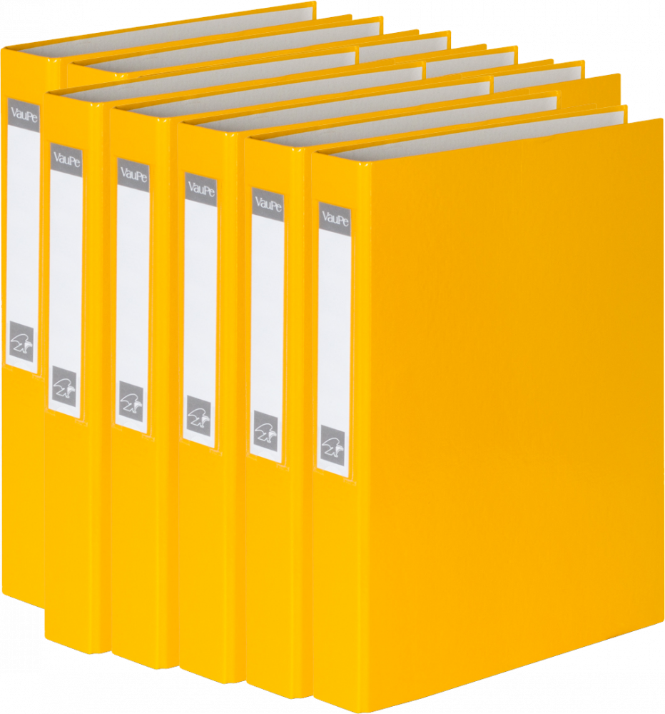 10x Segregator VauPe FCK, A4, szerokość grzbietu 40mm, do 150 kartek, 2 ringi, żółty