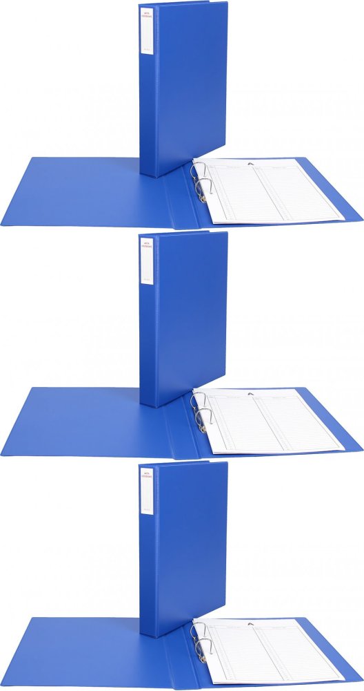 3x Segregator ringowy Biurfol, do akt osobowych, A4, 45mm, 2 ringi, niebieski