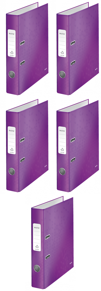 5x Segregator A4 Leitz Wow 180°, 50mm, do 350 kartek fioletowy