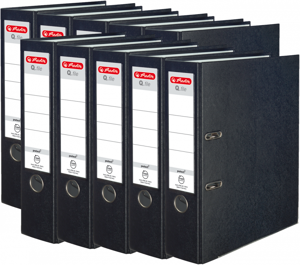 10x Segregator A4 Herlitz Q.file, 80mm, czarny