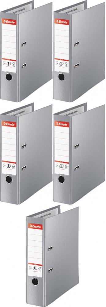 5x Segregator A4 Esselte No.1 Vivida Plus, 80mm, do 600 kartek szary