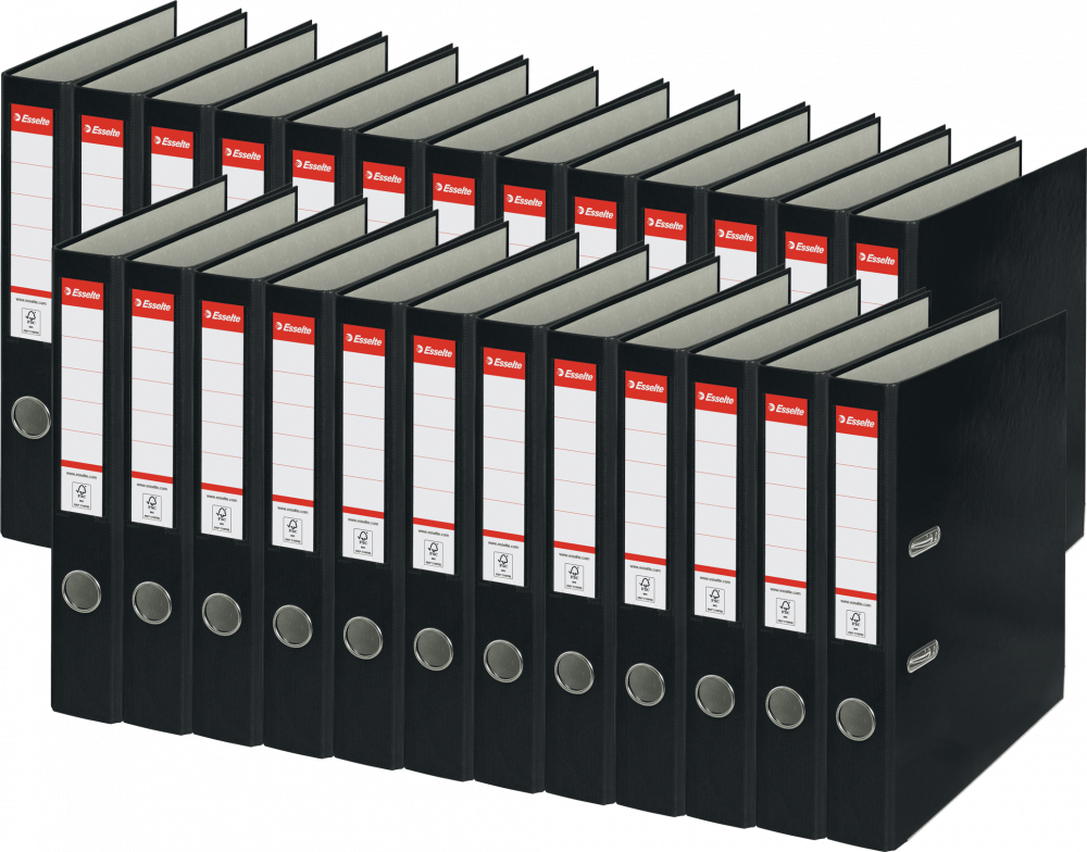 25x Segregator A4 Esselte, 50mm, do 350 kartek, ekonomiczny, czarny