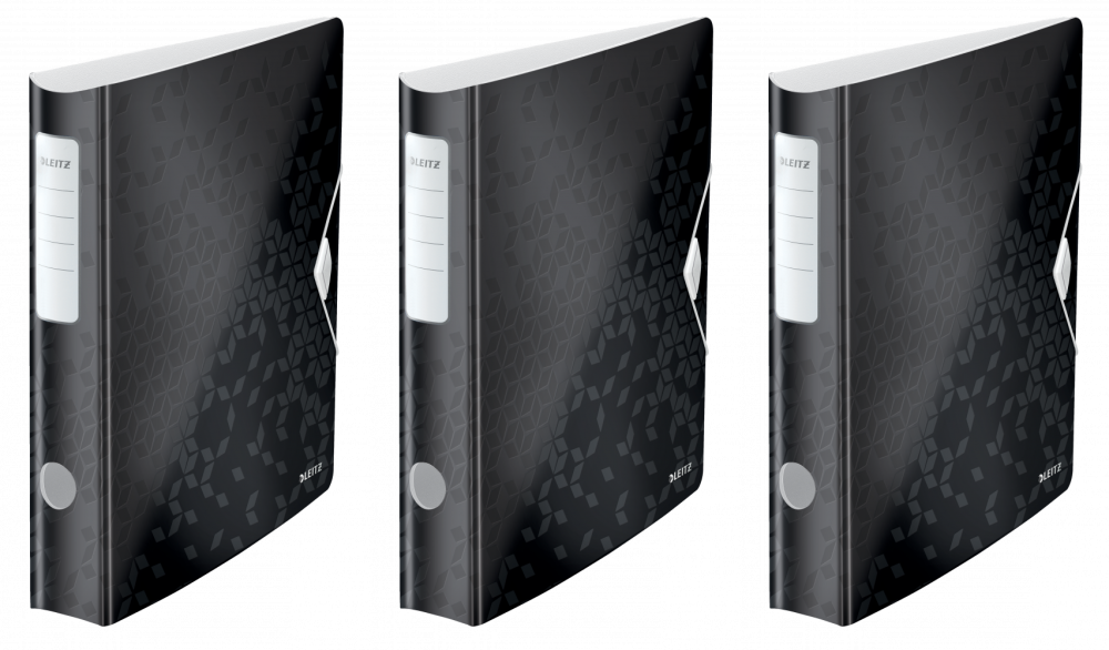 3x Segregator A4 Leitz 180° Active Wow, 65mm, do 350 kartek, czarny