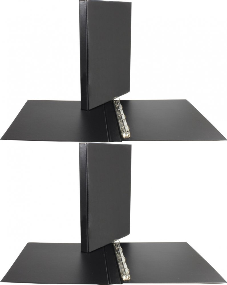 2x Segregator prezentacyjny Biurfol, A4, szerokość grzbietu 25mm, do 120 kartek, 4 ringi, czarny