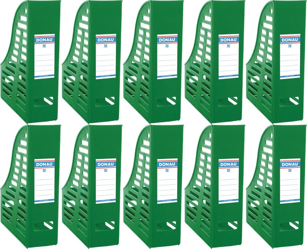 10x Organizer składany na dokumenty i czasopisma Donau, A4, 85mm, do 850 kartek zielony