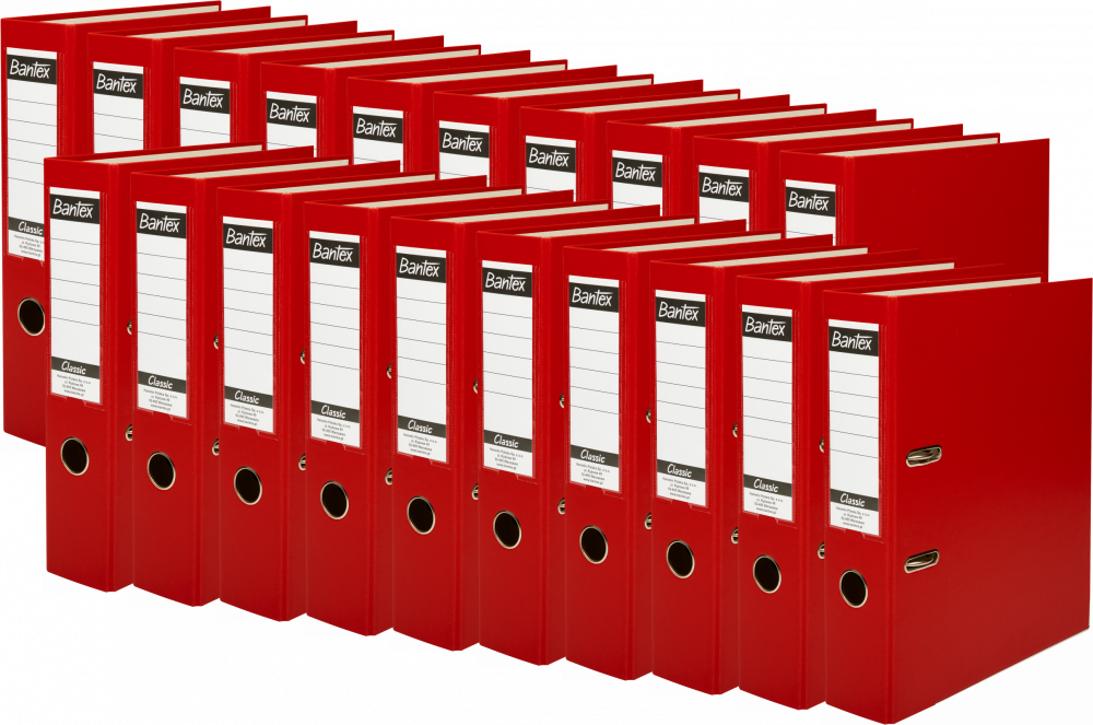 20x Segregator A4 Bantex Budget Classic, 75mm, do 500 kartek, czerwony