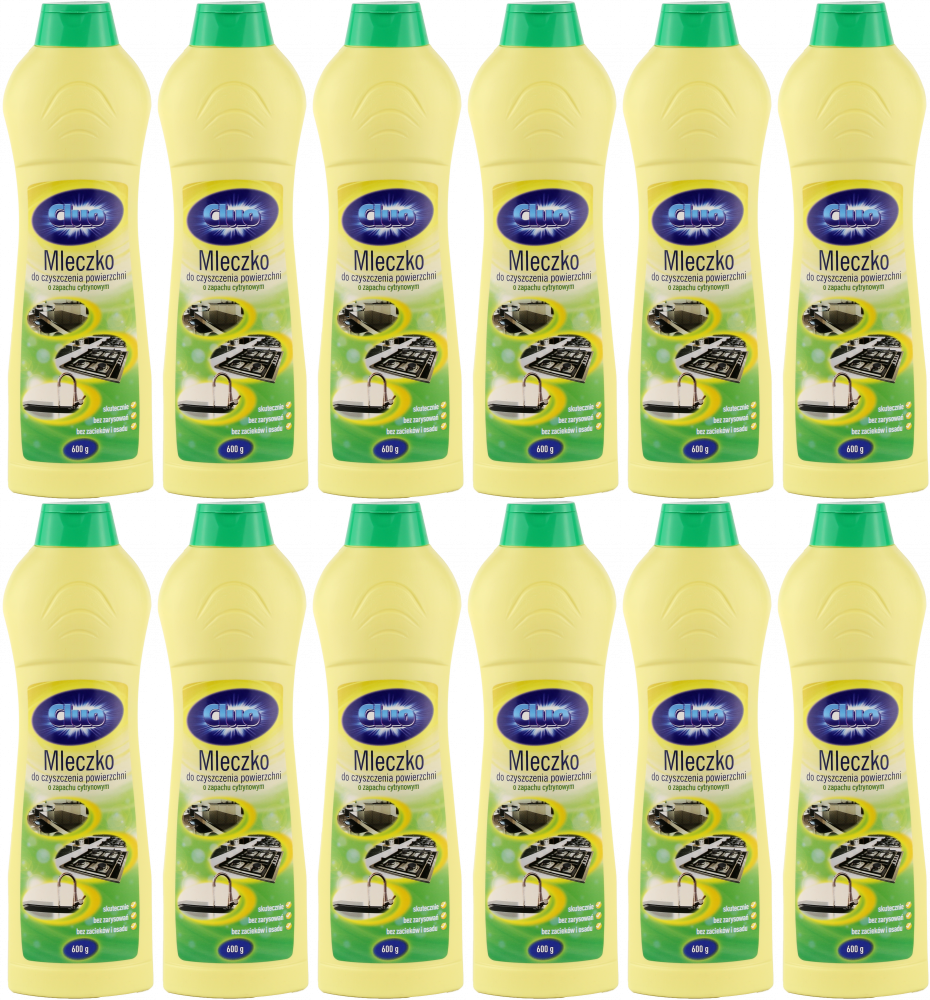 12x Mleczko do czyszczenia Cluo, cytrynowy, 600ml