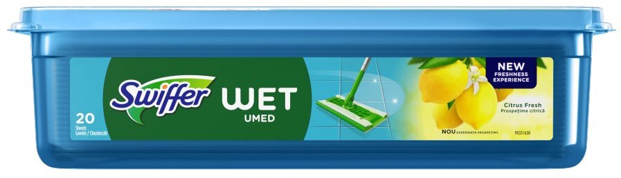 Chusteczki do mopa Swiffer Sweeper Wet, mokre, cytrynowy, 20 sztuk