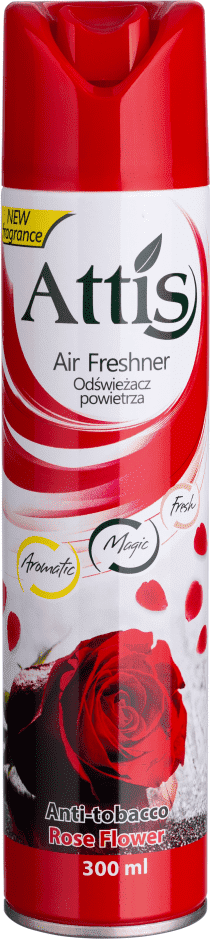 Odświeżacz powietrza Attis Gold Drop, spray, Anti Tabacco Rose Flower, 300ml