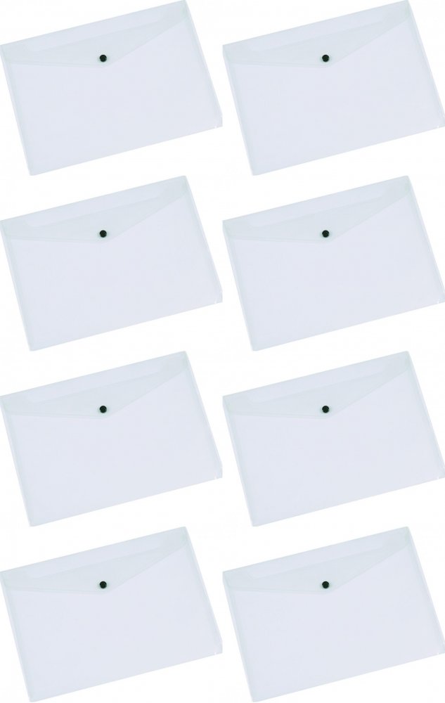 8x Teczka kopertowa Q-Connect, A3, na zatrzask,1 sztuka, przezroczysty