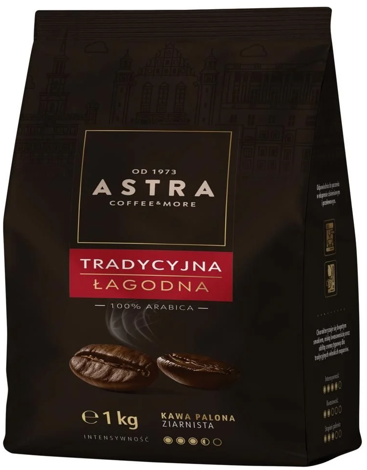 Kawa ziarnista Astra Łagodna Arabica, Tradycyjna, 1kg