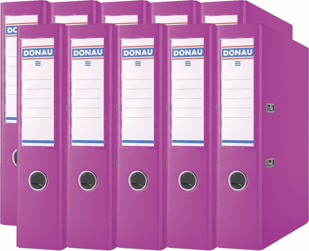 10x Segregator A4 Donau Master, szerokość grzbietu 75mm, do 500 kartek, różowy