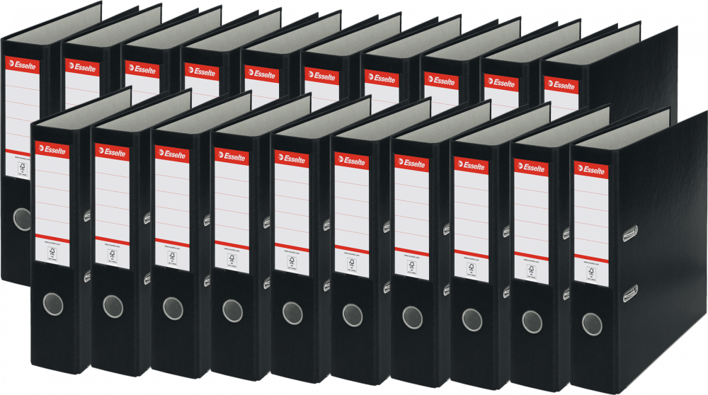 20x Segregator A4 Esselte, 75mm, do 500 kartek, ekonomiczny, czarny