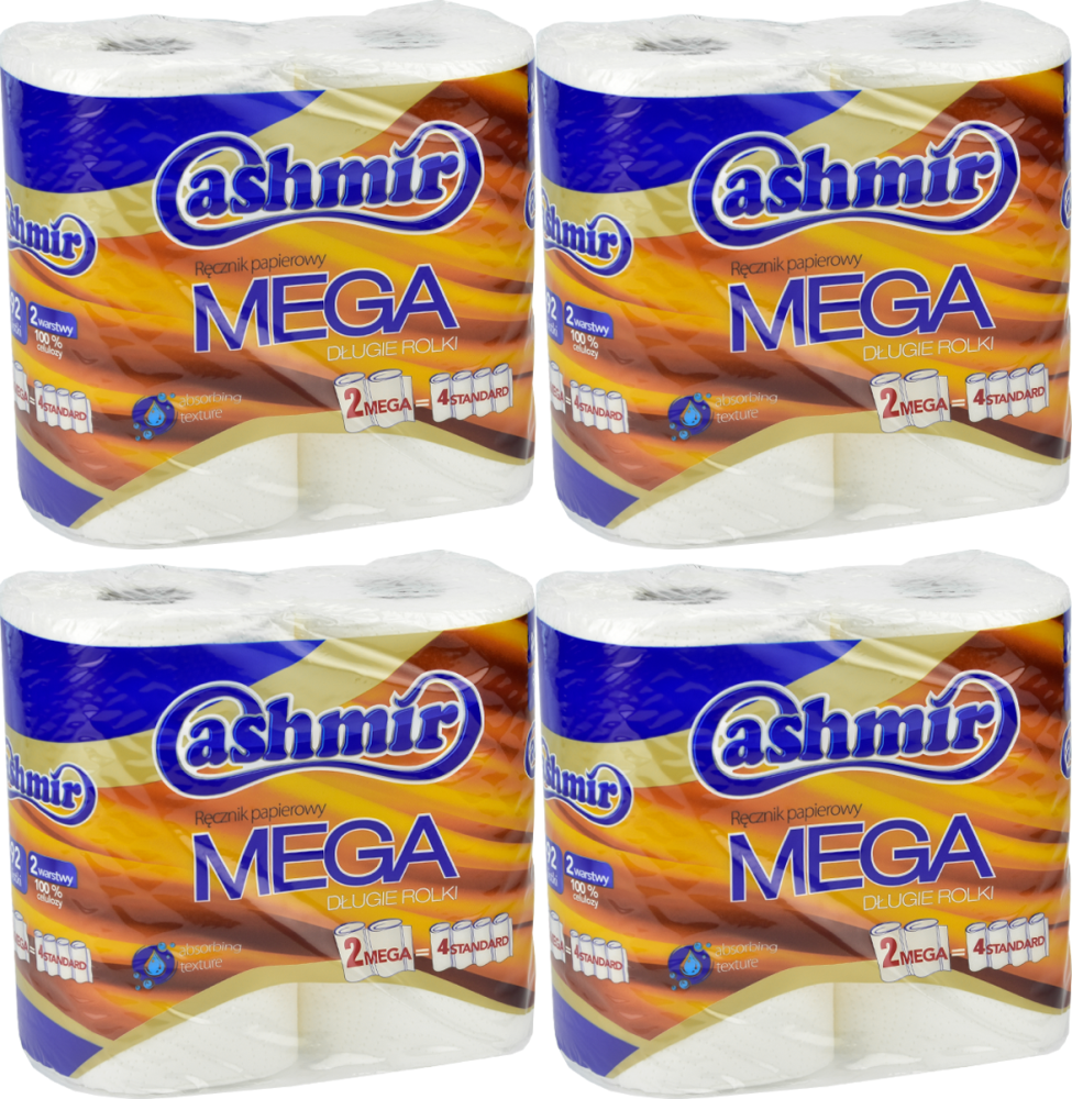 4x Ręcznik papierowy Cashmir, 2- warstwowy, w roli, 2 rolki, biały