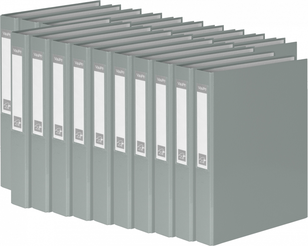 20x Segregator ringowy VauPe, A4, szerokość grzbietu 40mm, do 200 kartek, 4 ringi, szary
