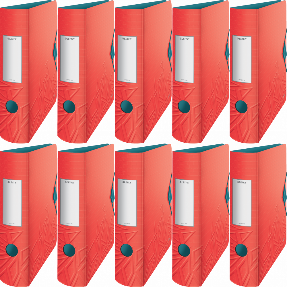 10x Segregator A4 Leitz 180° Active Urban Chic, szerokość grzbietu 82mm, do 500 kartek, czerwony