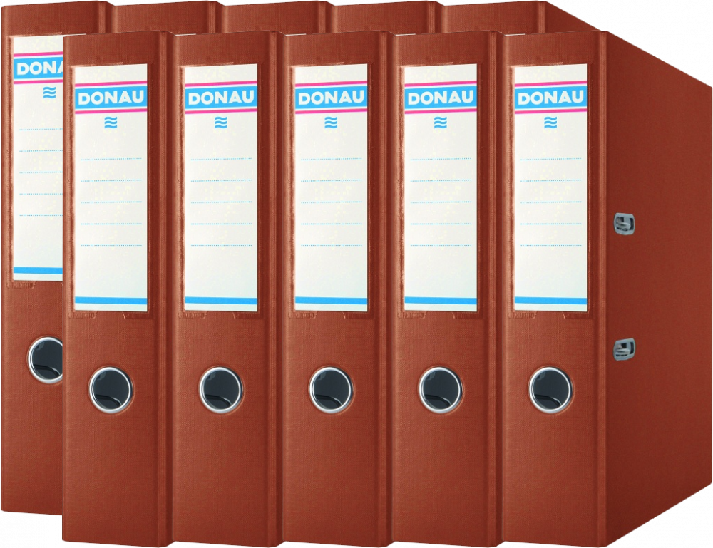 10x Segregator A4 Donau Master, szerokość grzbietu 75mm, do 500 kartek, miedziany