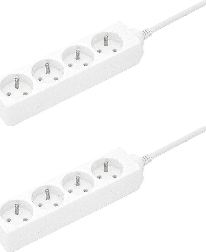 2x Przedłużacz Plastrol, 3m, 4 gniazda, biały