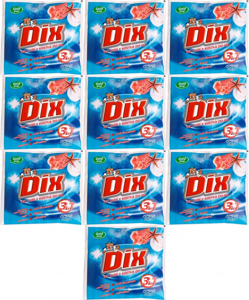 10x Kostka do WC z koszyczkiem Dix Gold Drop, morski, 35g