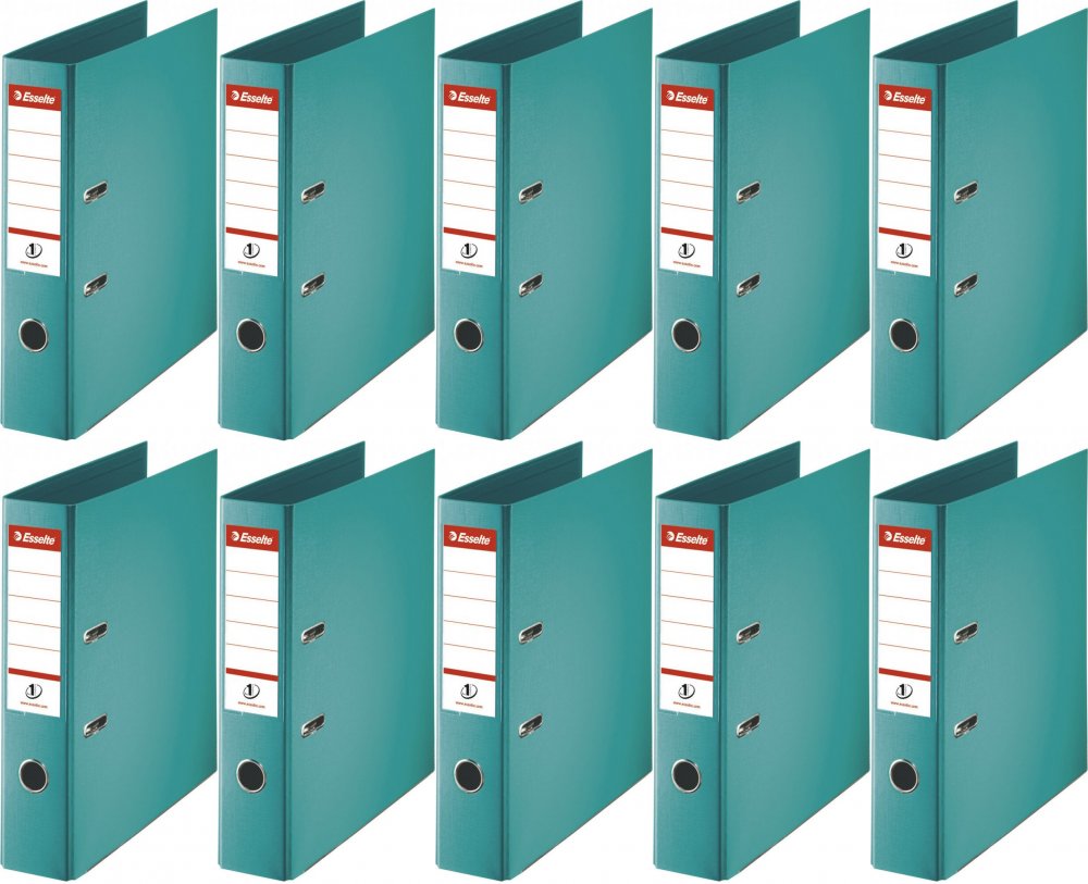 10x Segregator A4 Esselte No.1 Power, 50mm, do 350 kartek turkusowy