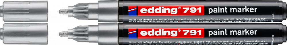 2x Marker olejowy edding 791, okrągła, 1-2mm srebrny