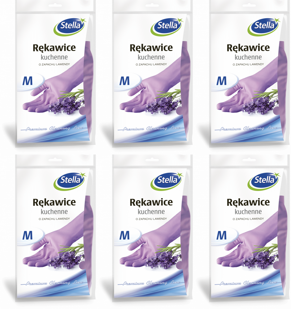 6x Rękawice kuchenne Stella, rozmiar M, lawendowe, 1 para, fioletowy