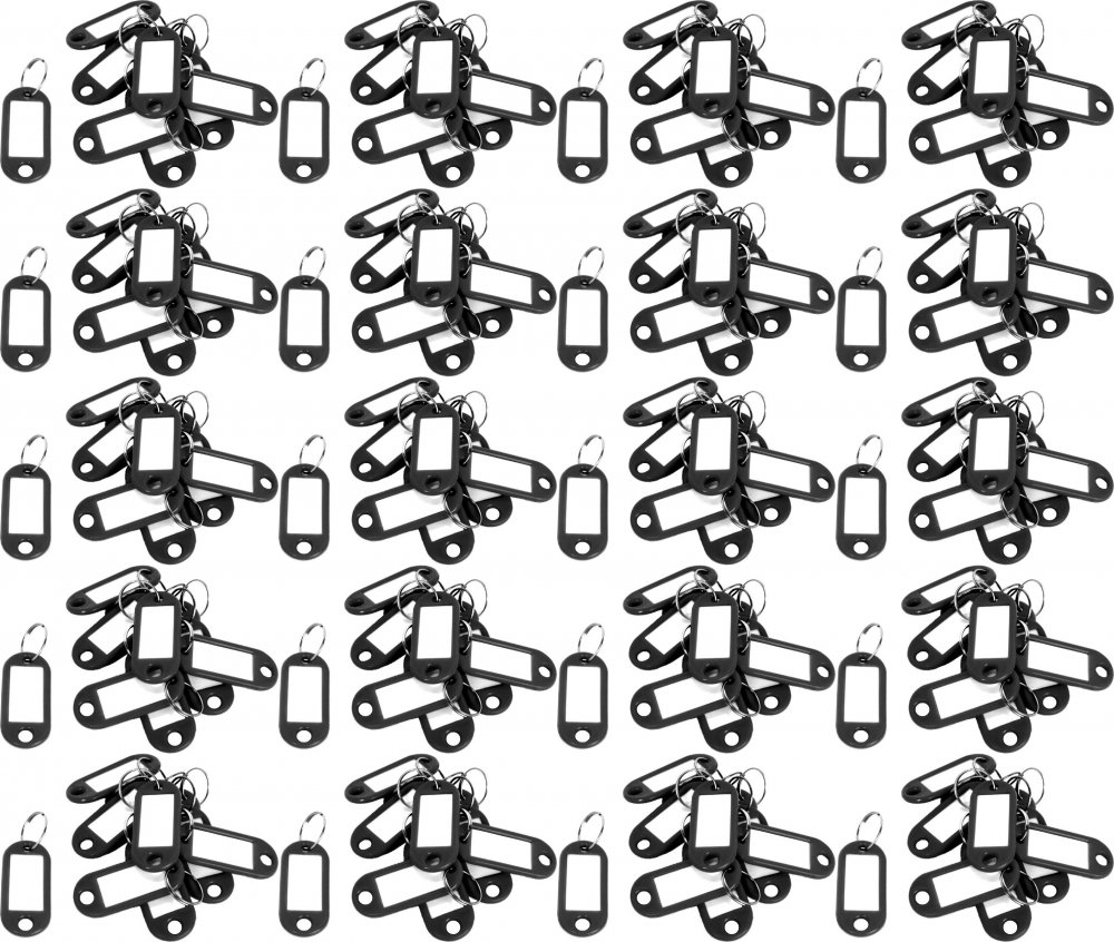 20x Zawieszki do kluczy D.Rect, plastik, 10 sztuk, czarny