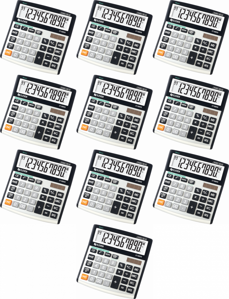 10x Kalkulator biurowy Eleven CT-500VII, 10 cyfr, srebrny