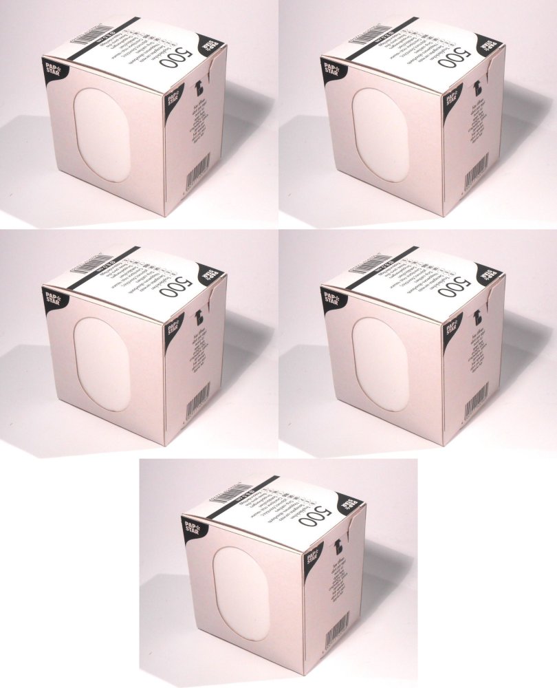 5x Podkładki papierowe pod filiżanki Papstar, średnica 8.5cm, 500 sztuk, biały