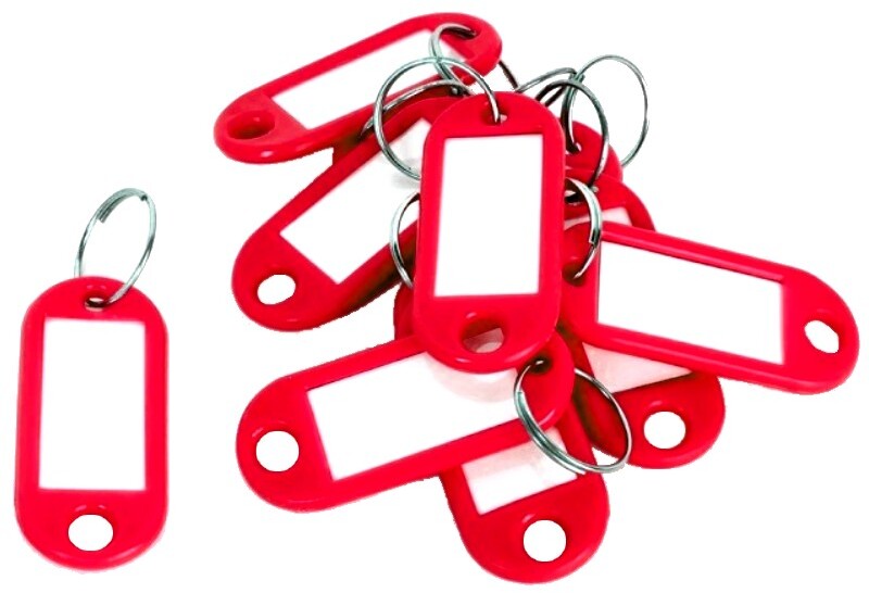 Zawieszki do kluczy D.Rect, plastik, 10 sztuk, czerwony