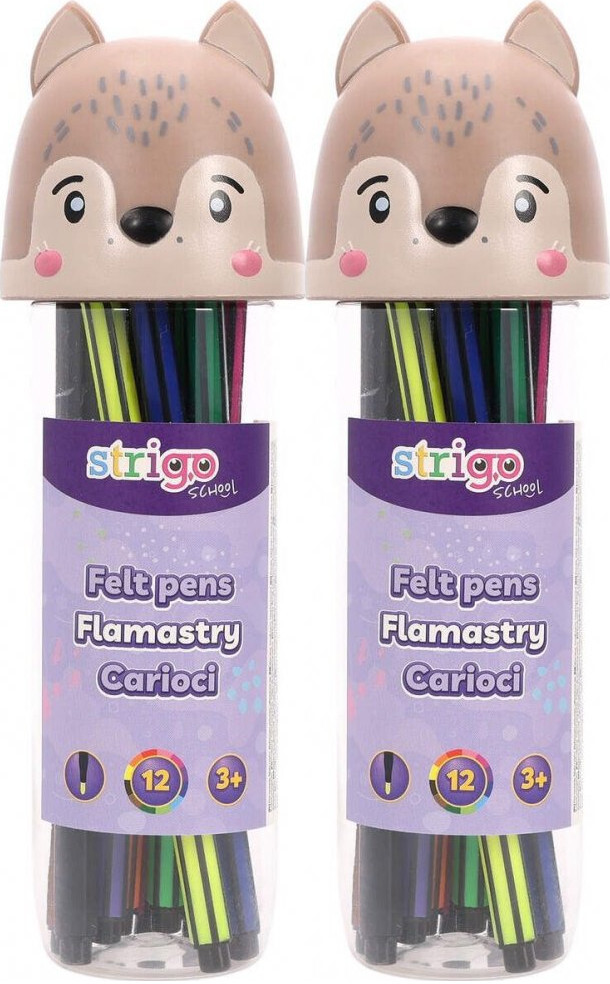 2x Flamastry Strigo Wilk SSC479, 12 sztuk, mix kolorów