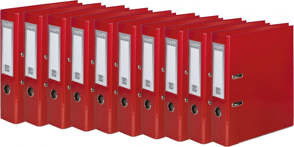 10x Segregator A4 VauPe FCK Premium, szerokość grzbietu 50mm, do 350 kartek, czerwony