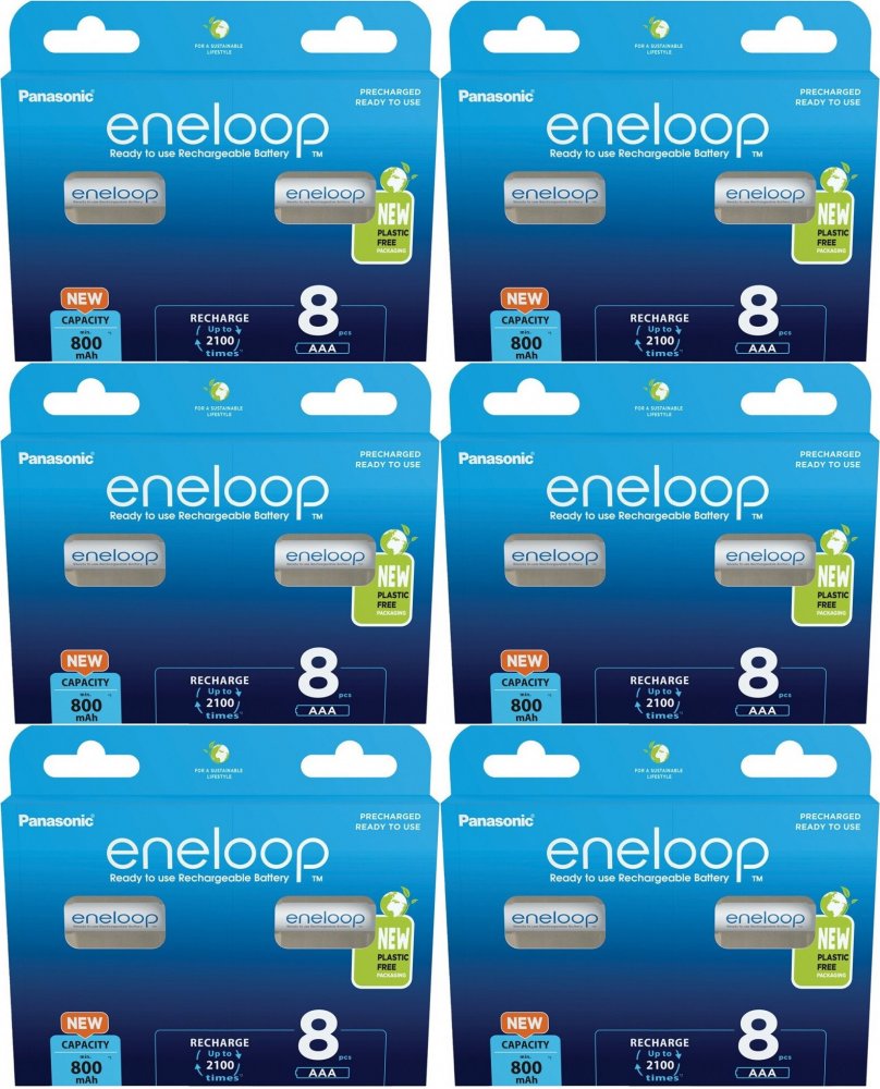 6x Akumulator Panasonic Eneloop, AAA, 800mAh, 8 sztuk