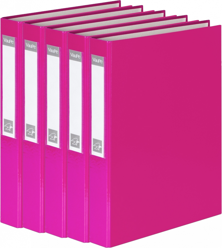 5x Segregator ringowy VauPe, A4, szerokość grzbietu 40mm, do 200 kartek, 4 ringi, różowy