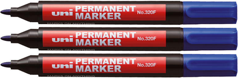 3x Marker permanentny Uni 320F, okrągła, niebieski