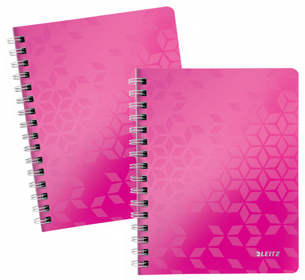 2x Kołonotatnik Leitz Wow, A5, w kratkę, 80 kartek, okładka PP, różowy