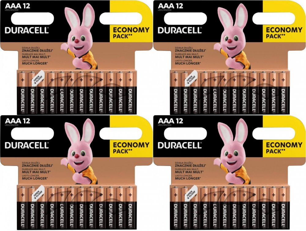 4x Bateria alkaliczna Duracell Basic, AAA/LR3, 12 sztuk