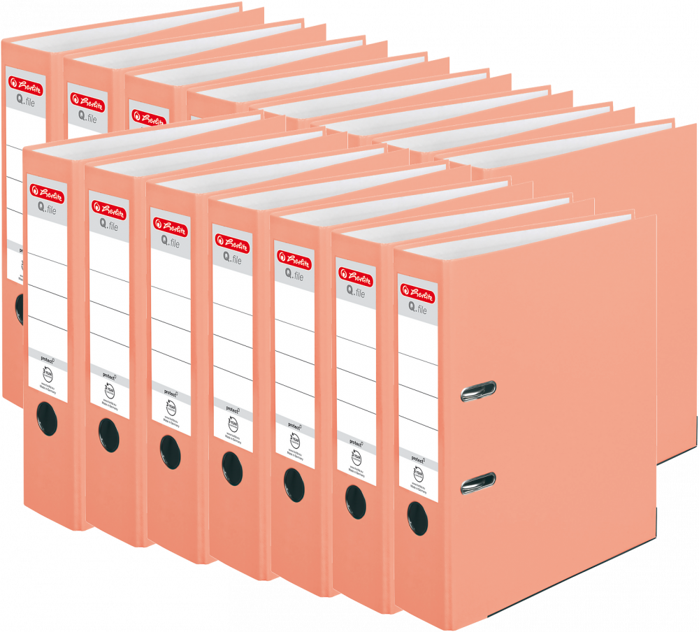 15x Segregator A4 Herlitz Q.file, 80mm, łososiowy