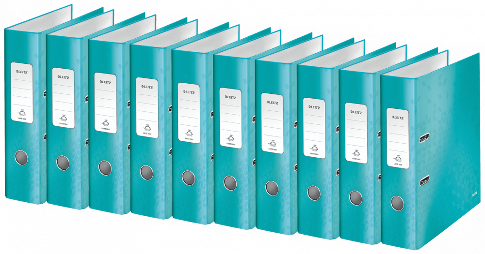 10x Segregator A4 Leitz Wow 180°, 80mm, do 600 kartek, turkusowy