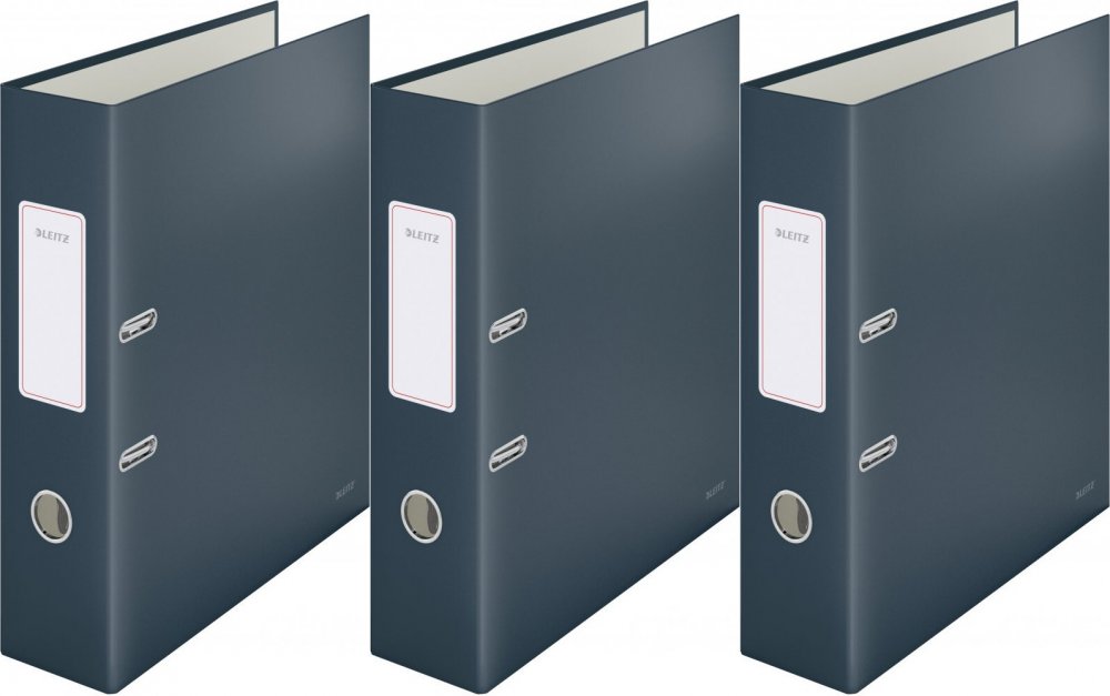 3x Segregator A4 Leitz 180°Cosy Soft Touch, 80mm, do 600 kartek, szary