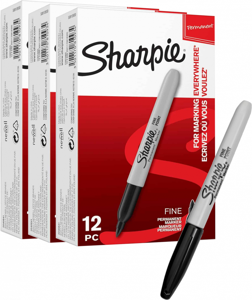 36x Marker permanentny Sharpie Fine, okrągła, 1mm, czarny