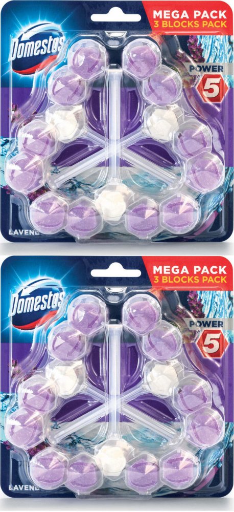 2x Zawieszka do WC Domestos Power 5, lawendowy, 3x55g