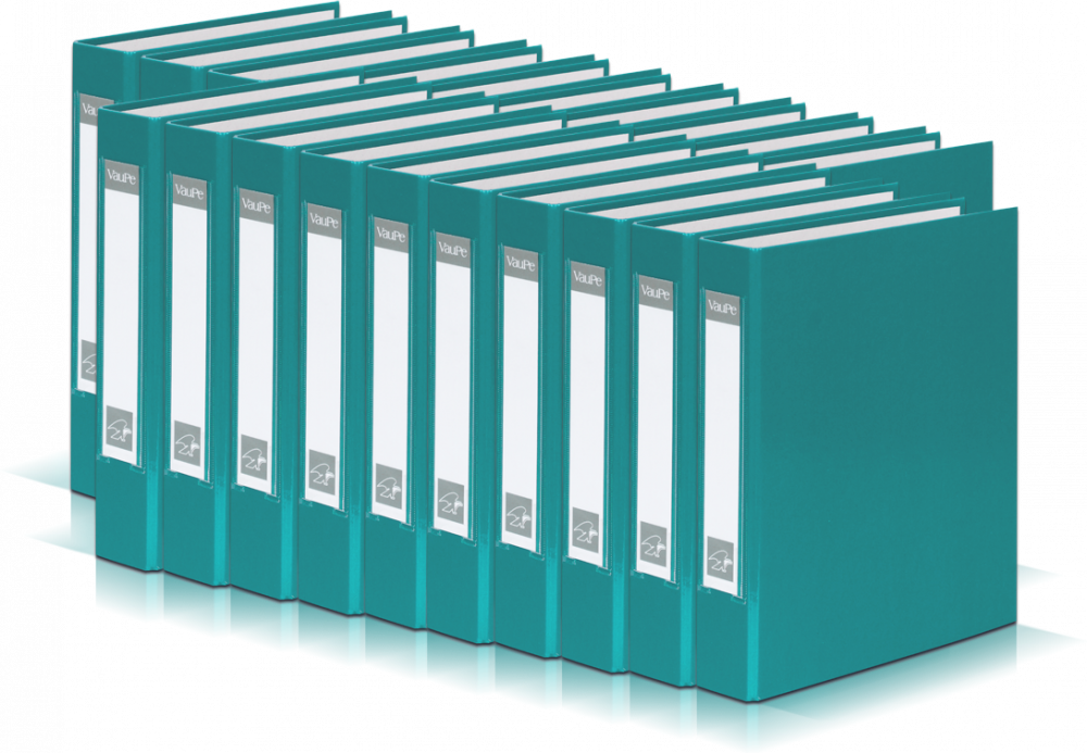 20x Segregator ringowy Vaupe, A5, szerokość grzbietu 40mm, 2 ringi, turkusowy