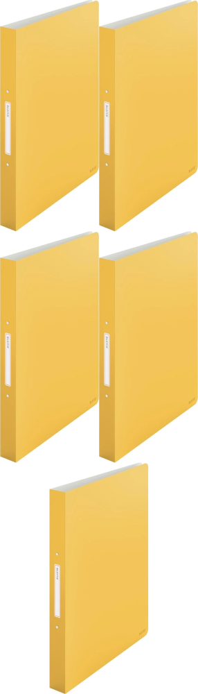 5x Segregator Leitz Cosy, A4, szerokość grzbietu 32mm, do 190 kartek, 2 ringi, żółty
