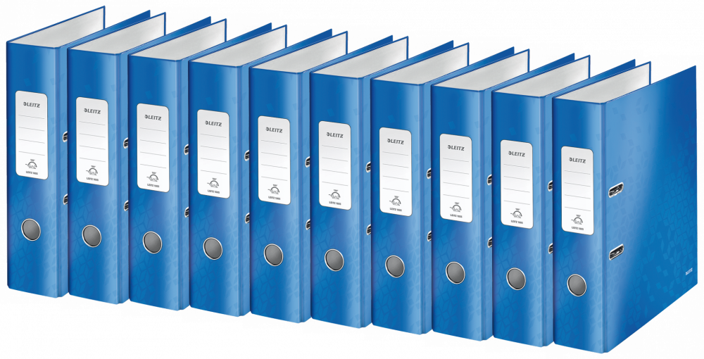 10x Segregator A4 Leitz Wow 180°, 80mm, do 600 kartek, niebieski